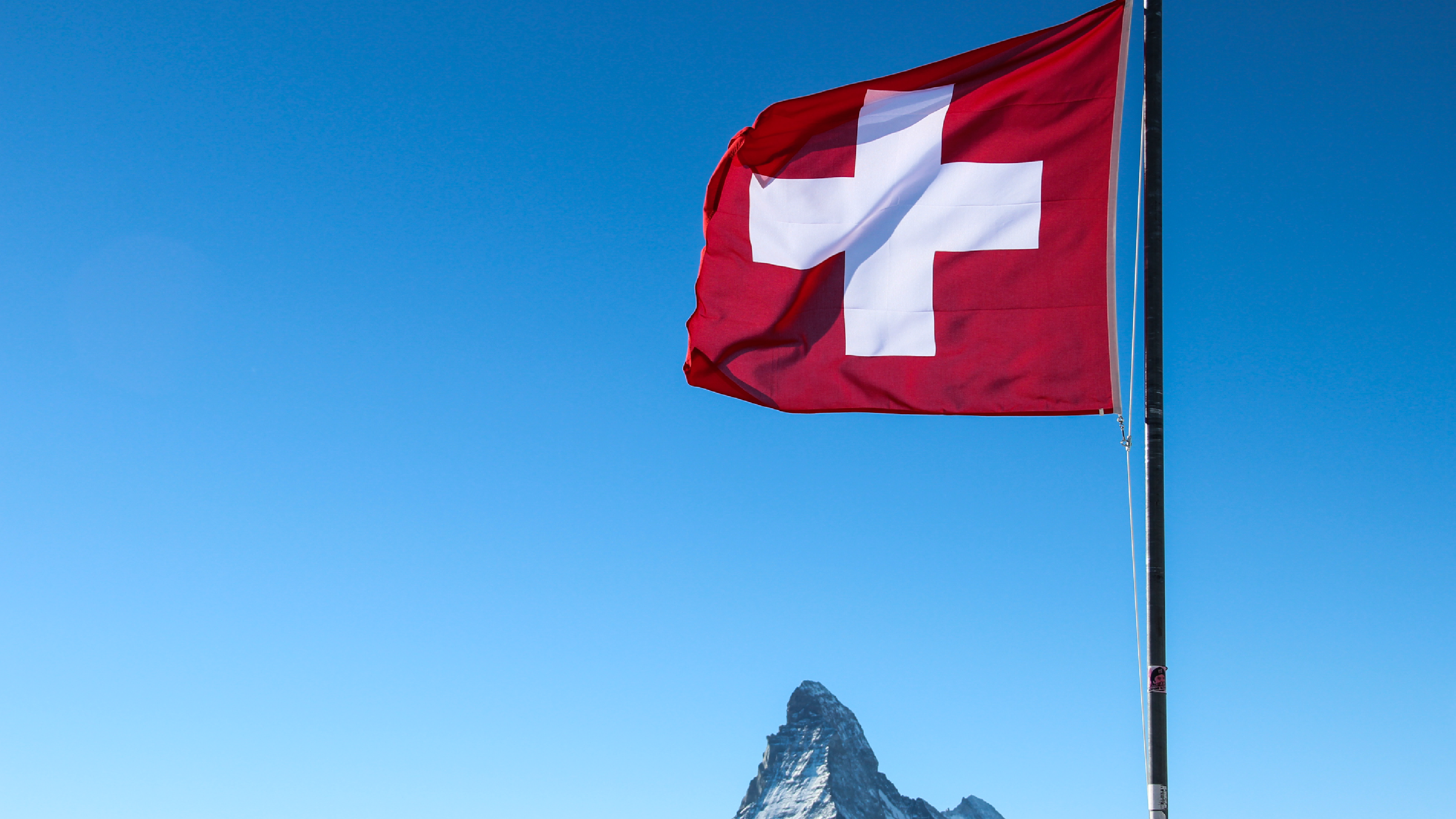 Swiss flag and Matterhorn
